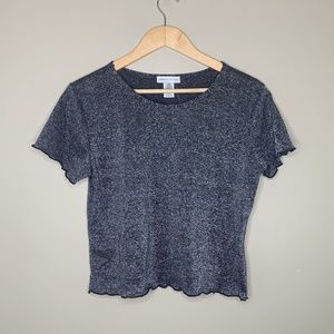 NWT Urban Outfitters Black Glitter Crop Top